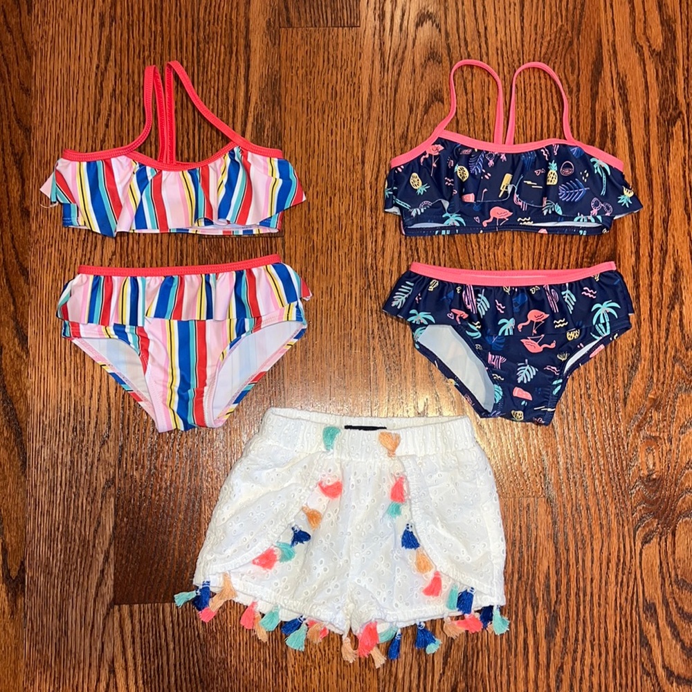 Andy & Evan size 2T bikini bathing suits and tassel eyelet shorts